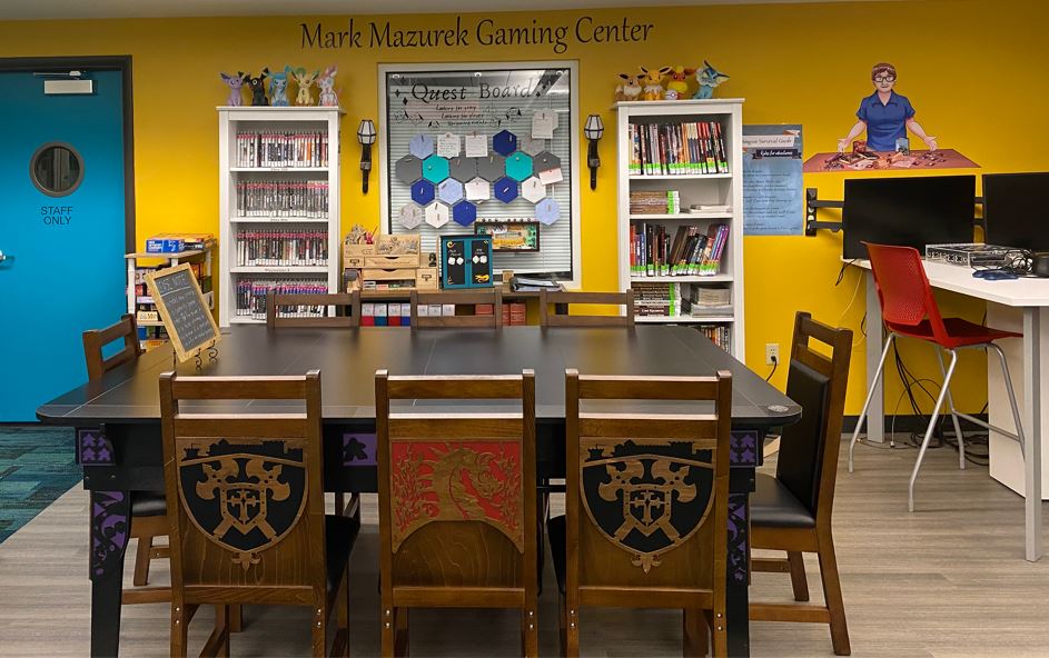 large gaming table with chairs