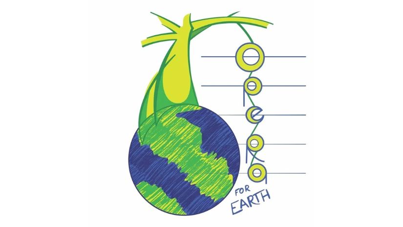 Opera for Earth logo - tree growing from a hand drawn earth