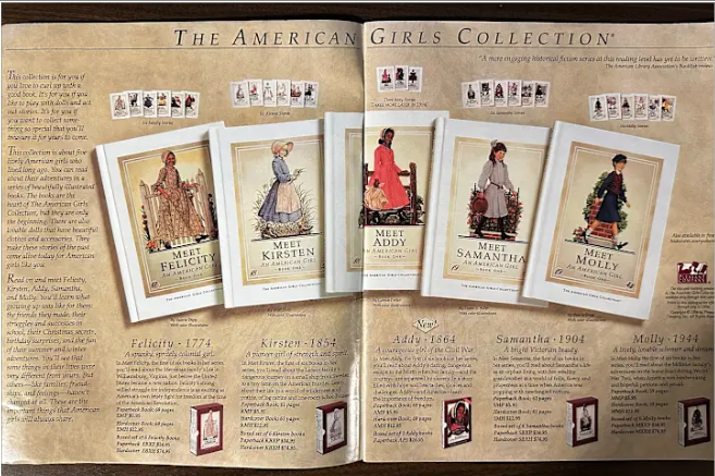 1994 catalogue page featuring several American Dolls