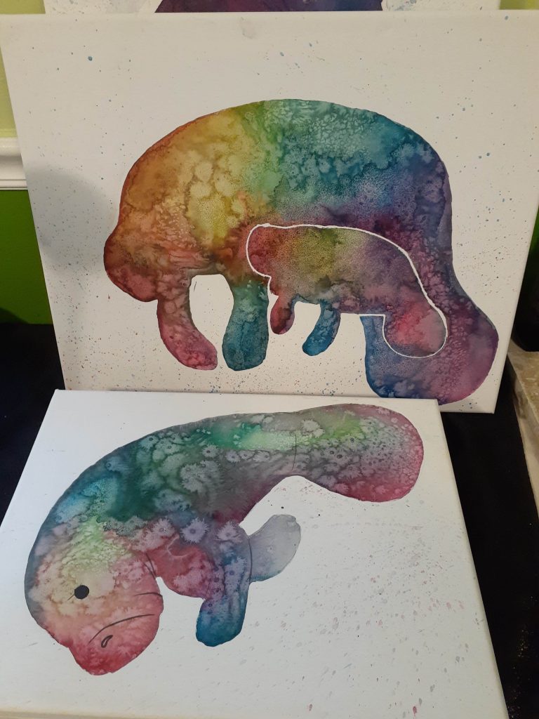 "Cow & Calf Pair" & "Rainbow Manatee"