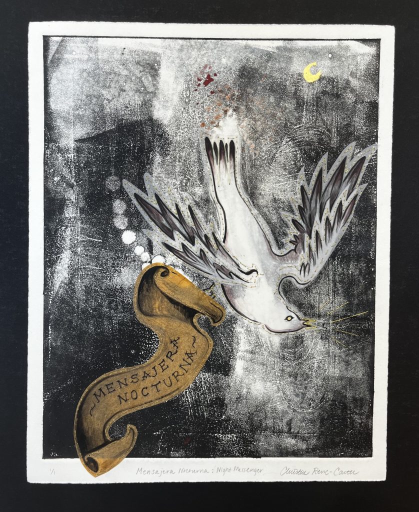 charcoal drawing of a dove