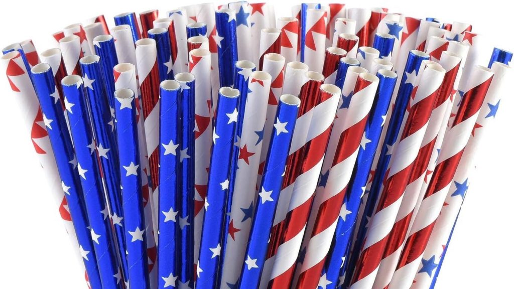 Flag drinking straws